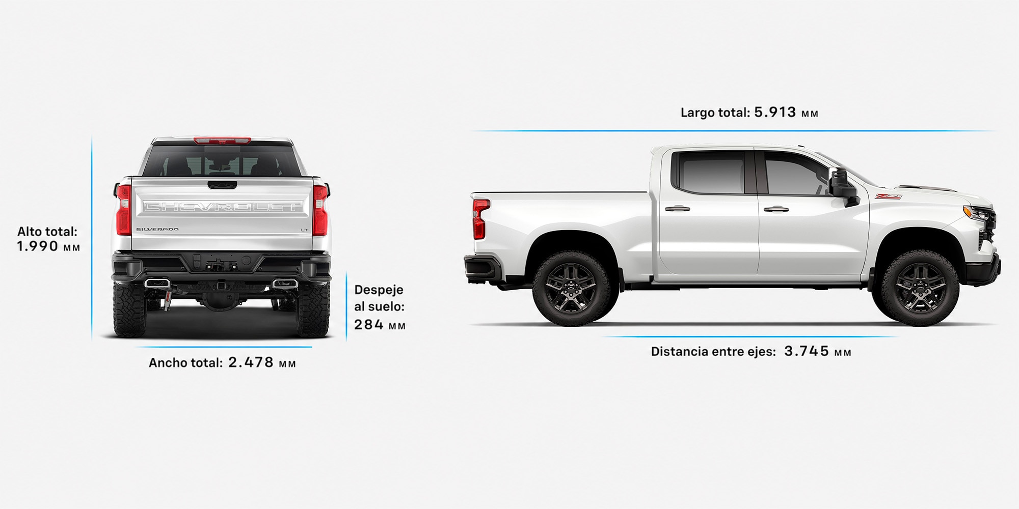Vista dimensiones de la Chevrolet Silverado 2026